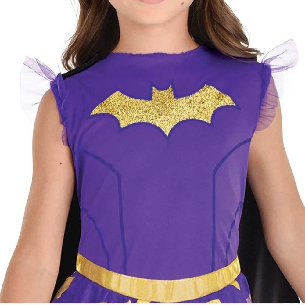 DC Glitter Bat Girl Halloween Costume dress and mask for Girls size large